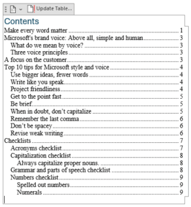 TOC With Line Spaces Set to Zero